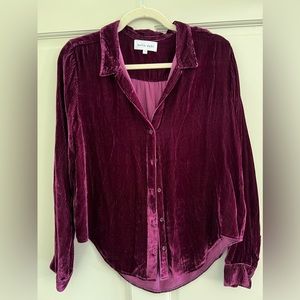Bella Dahl Velvet Long Sleeve Shirt in Wine